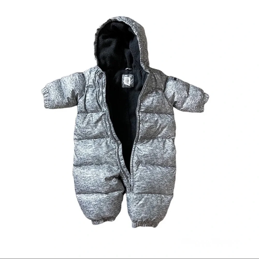 Baby Gap Down Feather Snowsuit Gray 0-6 Months